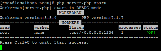 workerman start screenshot